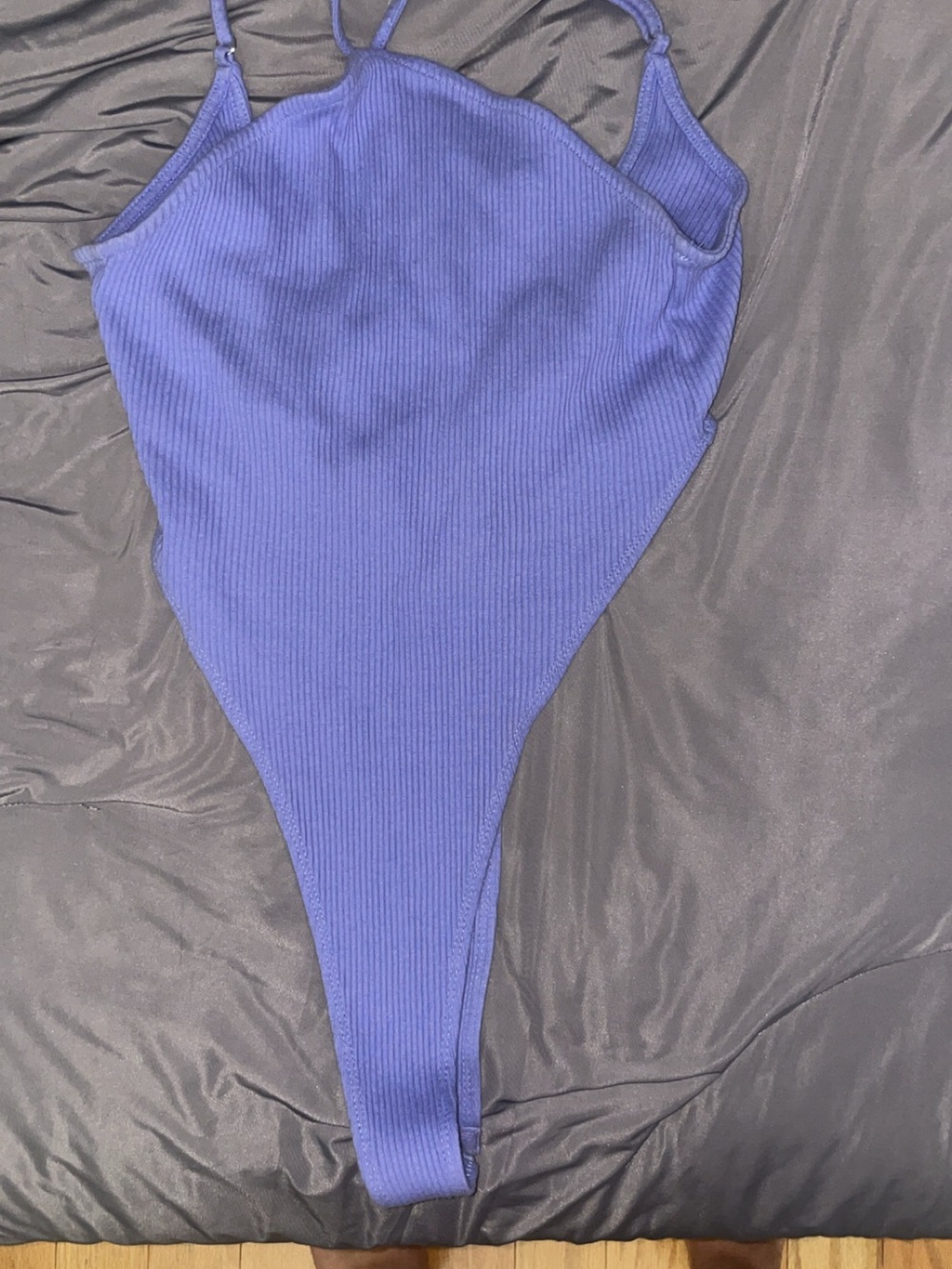 Wild fable Ribbed Cobalt Blue Thong Bodysuit